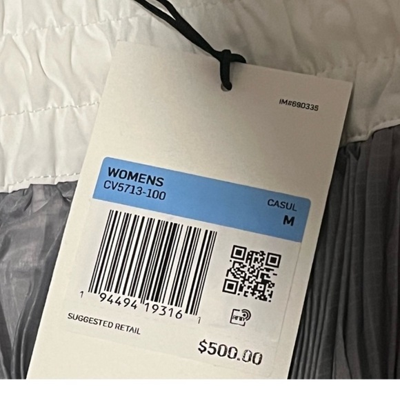 Nike X Sacai Gray Pleated Skirt Womens Sz M Midi White Grey - Picture 3 of 10